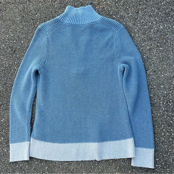 Patagonia Ponderosa Pine Sweater Waffle Knit 1/4 Zip Blue Womens M Worn Wear - Picture 3 of 7